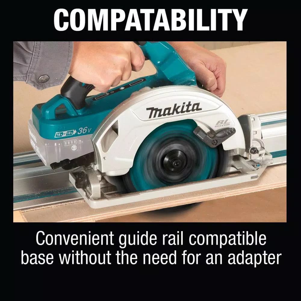 Makita 18V X2 LXT Brushless 7-1/4" Cordless Circular Saw Guide Rail Compatible Base (Tool-Only)