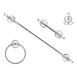 MODONA 4-Piece Bathroom Accessories Set, White Porcelain and Polished Chrome thumbnail 1