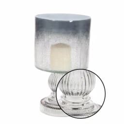 LITTON LANE 10 in. Smoked Black Hurricane Glass Baluster Candle Holder thumbnail 3