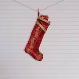 VHC Brands 20 in. Red Viscose Velvet Yule Christmas Stocking with Gold Paisley Embroidery thumbnail 3