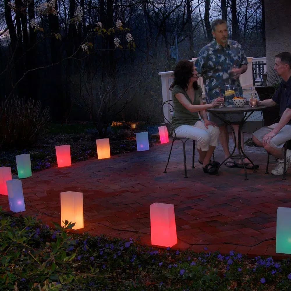 LUMABASE Multi-Color Electric Luminaria Kit - Set of 10 Weather Resistant Outdoor Lanterns
