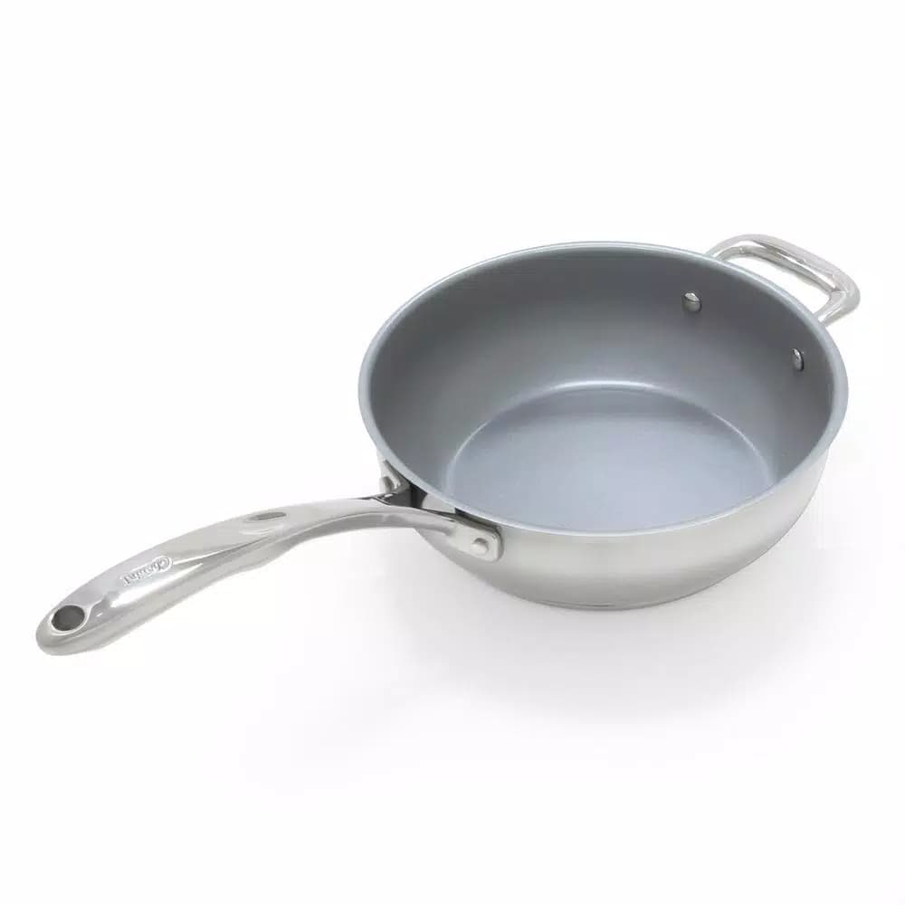 Chantal Induction 21 Steel 3 Qt. Stainless Steel Ceramic Nonstick Saute Pan, Brushed Stainless Steel