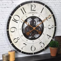 FirsTime 27 in. Carlisle Gears Oversized Wood Wall Clock, Rustic Brown thumbnail 1