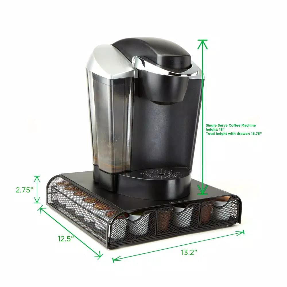Mind Reader 36-Capacity Black Metal Mesh Coffee Pod Storage Drawer Organizer