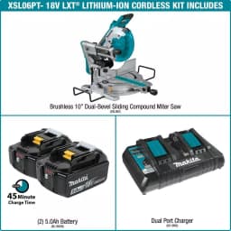 Makita 10 in. Dual-Bevel Sliding Compound Miter Saw 36V X2 LXT Brushless Cordless Kit with Laser thumbnail 2