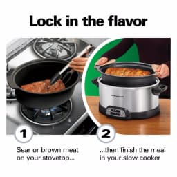 Hamilton Beach 6 Qt. Stovetop Sear and Cook Programmable Slow Cooker, Stainless Steel thumbnail 2