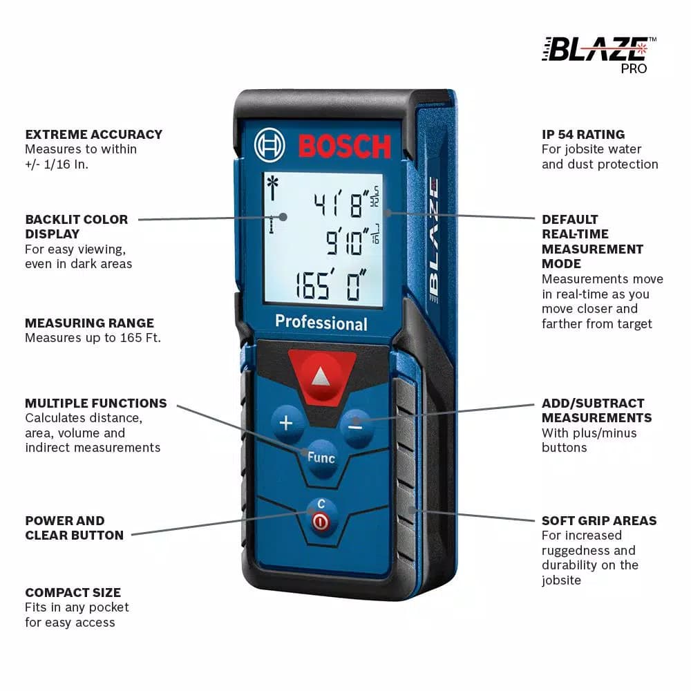 Bosch GCL 2-160 S Self-Leveling Cross-Line Laser Level & GLM165-40 165 ft. Laser Measure Combo Kit