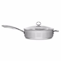 Chantal Induction 21 Steel 11.5 in. Stainless Steel Saute Skillet with Glass Lid, Brushed Stainless Steel thumbnail 5