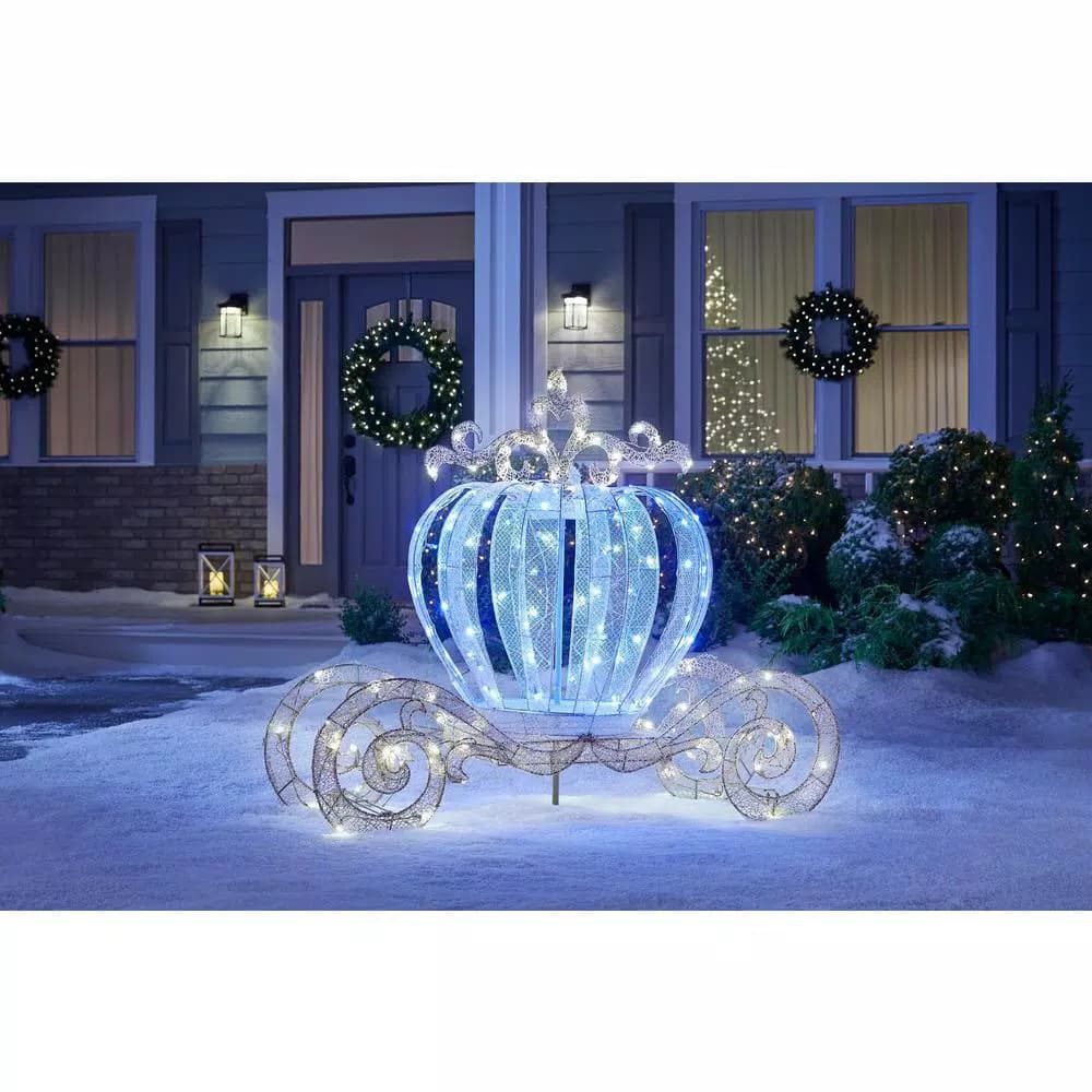 Home Accents Holiday 4 ft. LED Twinkling Carriage Yard Decoration - Silver Holiday Display
