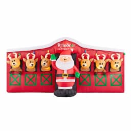 Home Accents Holiday 9 ft LED Inflatable Santa's Stable with Reindeer Holiday Decor thumbnail 1