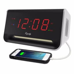 Equity by La Crosse 5.5 in. x 3.15 in. LED Digital Alarm Clock with Bluetooth Speaker and USB Charging Port - Red thumbnail 2
