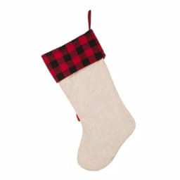 Glitzhome 21 in. LED Embroidered Linen Christmas Stocking - Cat Design thumbnail 7