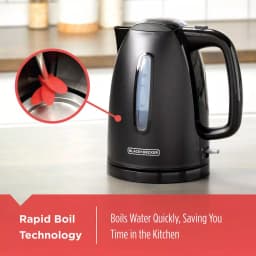 BLACK+DECKER 1.7L Rapid Boil Electric Cordless Kettle, 1500W, Black thumbnail 3