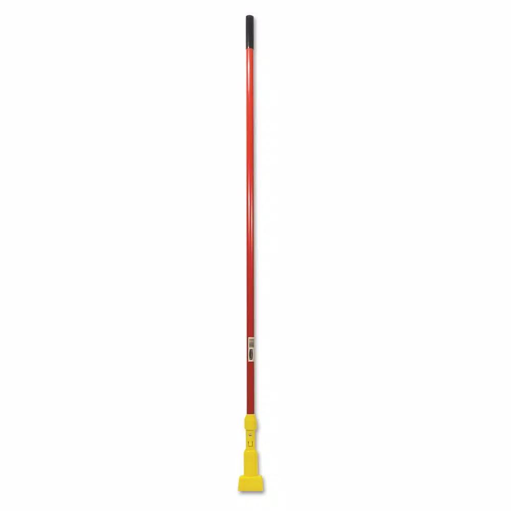 Rubbermaid Commercial Products 60 in. Fiberglass Wet Mop Handle with Yellow Plastic Clamp Head, Red