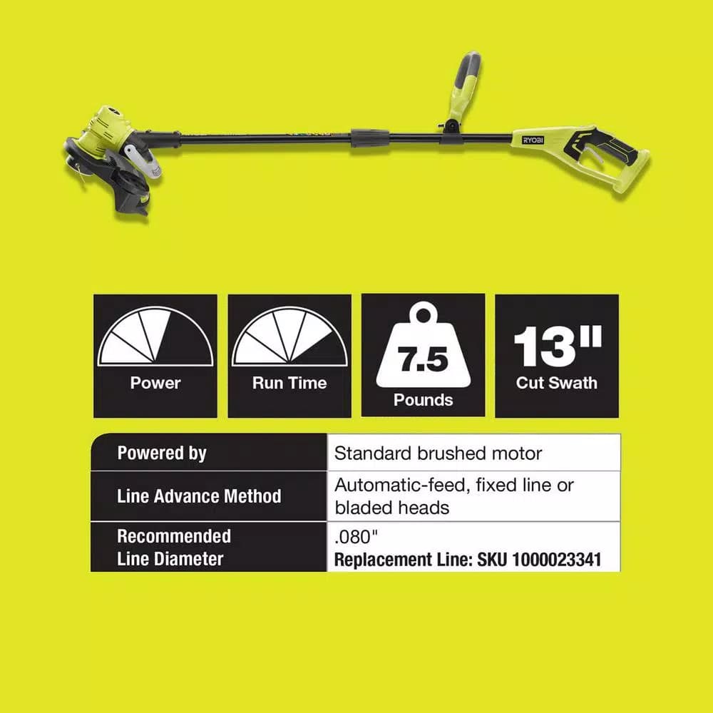 RYOBI ONE+ 18V Cordless Lithium-Ion String Trimmer and Edger (Tool Only)