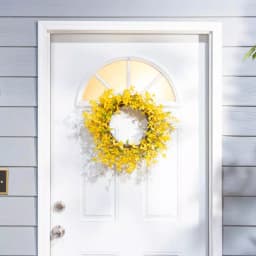 Gerson 24 in. Yellow Forsythia Wreath with Natural Twig Base and Silk Flowers thumbnail 2