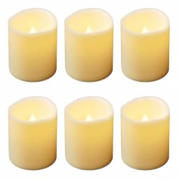 LUMABASE LED Amber Battery Operated Mini Pillar Candles, Set of 6, Flameless Flickering Lights thumbnail 1