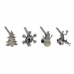 Haute Decor Antique Brass MantleClip Stocking Holder Set with Holiday Icons, 4-Pack thumbnail 1