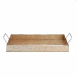 Mind Reader Copper Plated Galvanized Steel Rectangular Serving Tray with Handles, Brown thumbnail 1