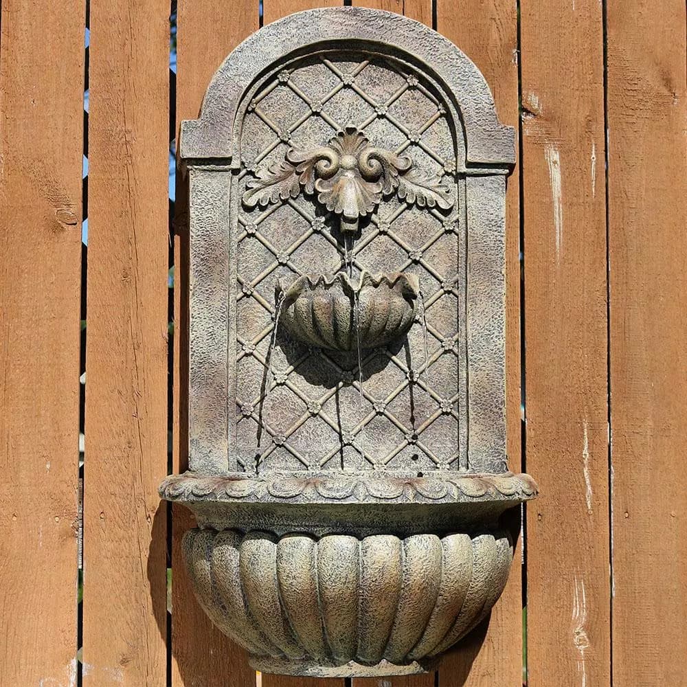 Sunnydaze Decor Venetian Florentine Stone Outdoor Wall Water Fountain