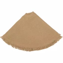 VHC Brands 21 in. Natural Burlap Christmas Tree Skirt with Fringed Edge and Reversible Taffeta thumbnail 3