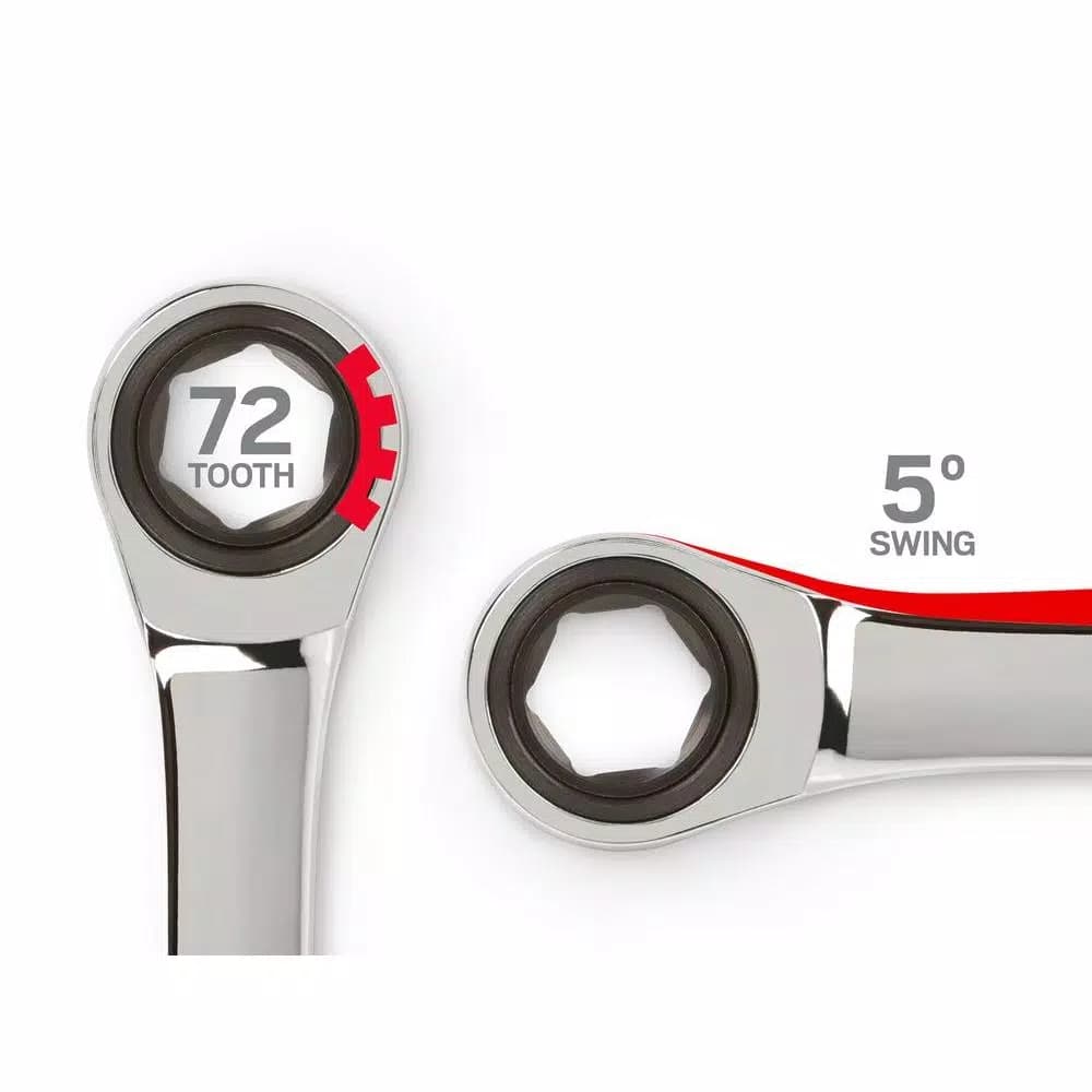 TEKTON 10 mm Stubby Ratcheting Combination Wrench, 6-Point Box End