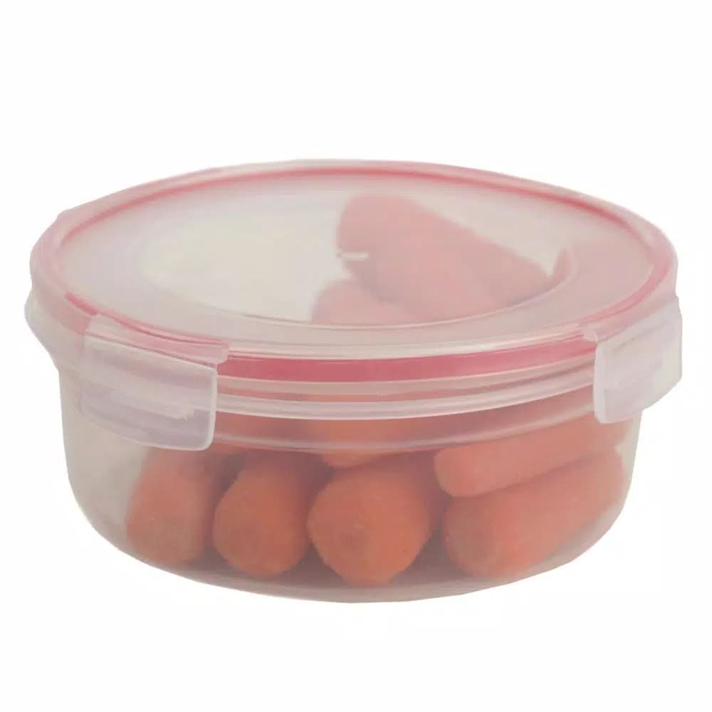 Unbranded 10-Piece Round Plastic Food Storage Container Set with Locking Snap-On Lids, Red