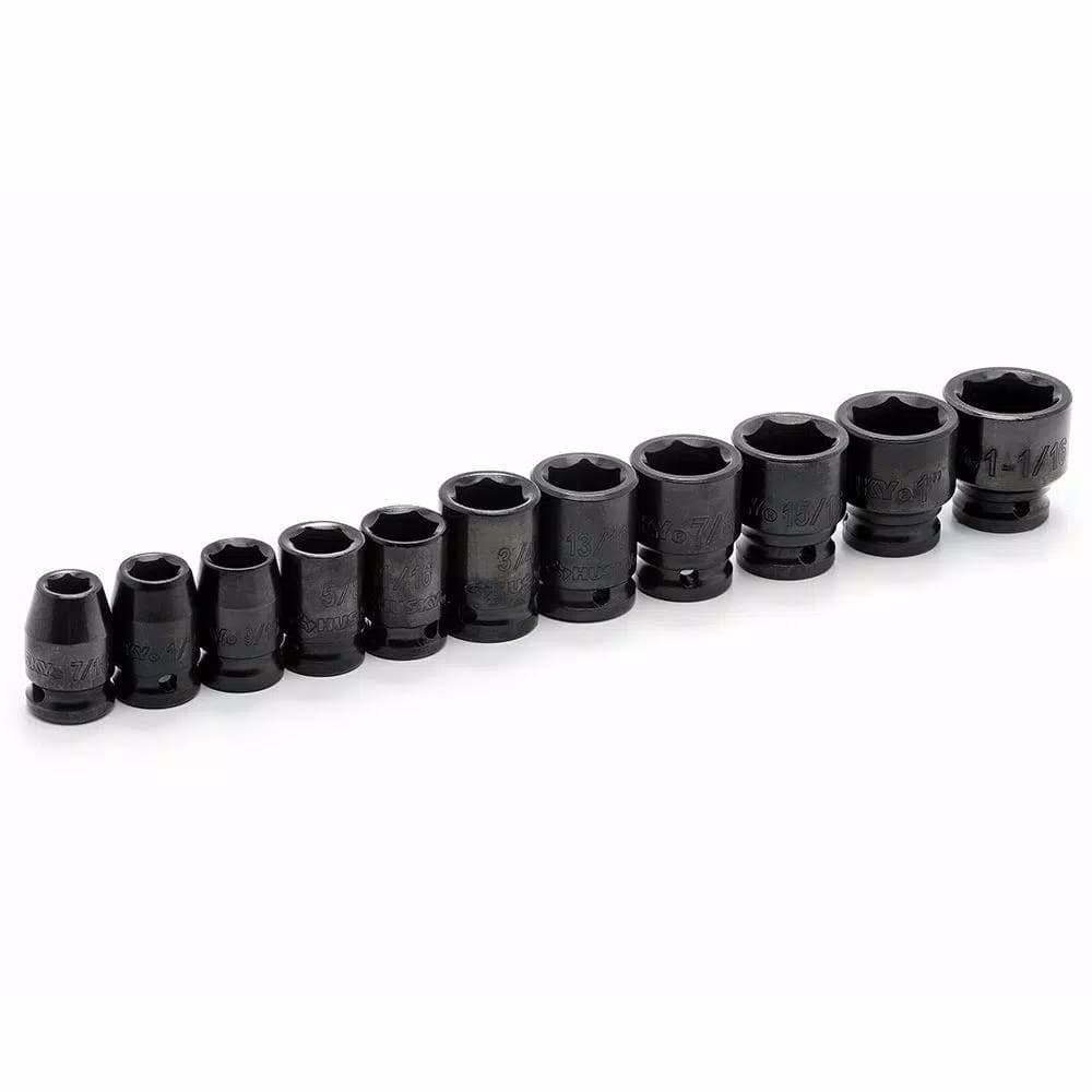 Husky 11-Piece 1/2 in. Drive SAE Standard Impact Socket Set
