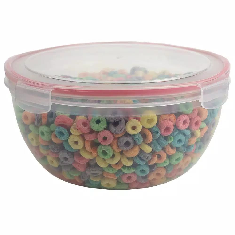 Unbranded 10-Piece Round Plastic Food Storage Container Set with Locking Snap-On Lids, Red