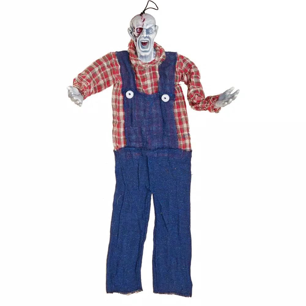 Unbranded 34 in. Halloween Hanging Farmer Zombie Decoration