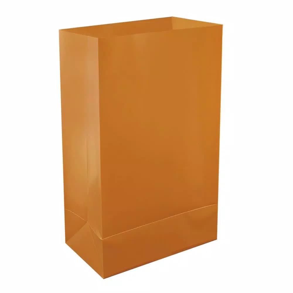 LUMABASE Luminaria Bag 100-Pack - Tan Weather Resistant Plastic Walkway Decor, 3.5 in. x 10 in.
