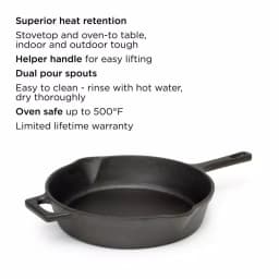 Ecolution Farmhouse 9.5 in. Cast Iron Frying Pan, Pre-Seasoned Black thumbnail 3