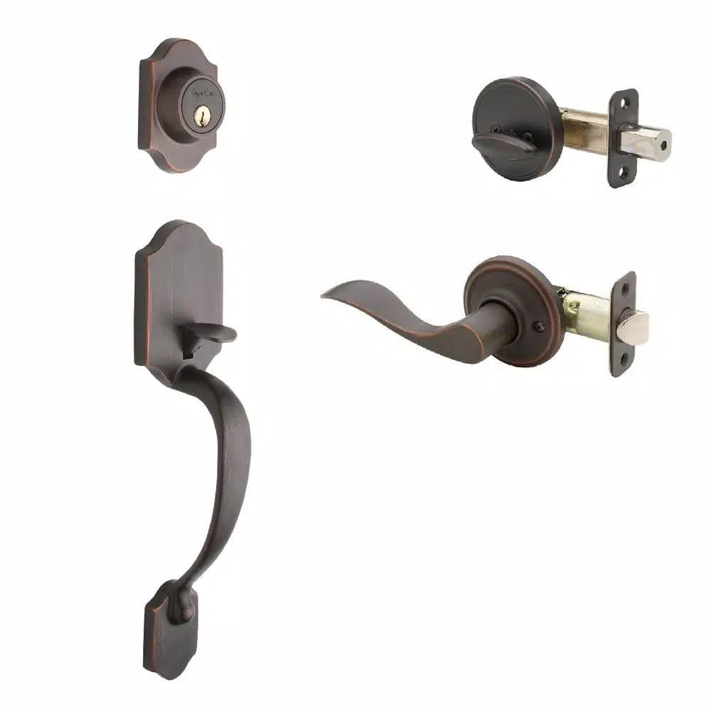 Copper Creek Heritage Tuscan Bronze Door Handleset with Waverlie Lever Trim