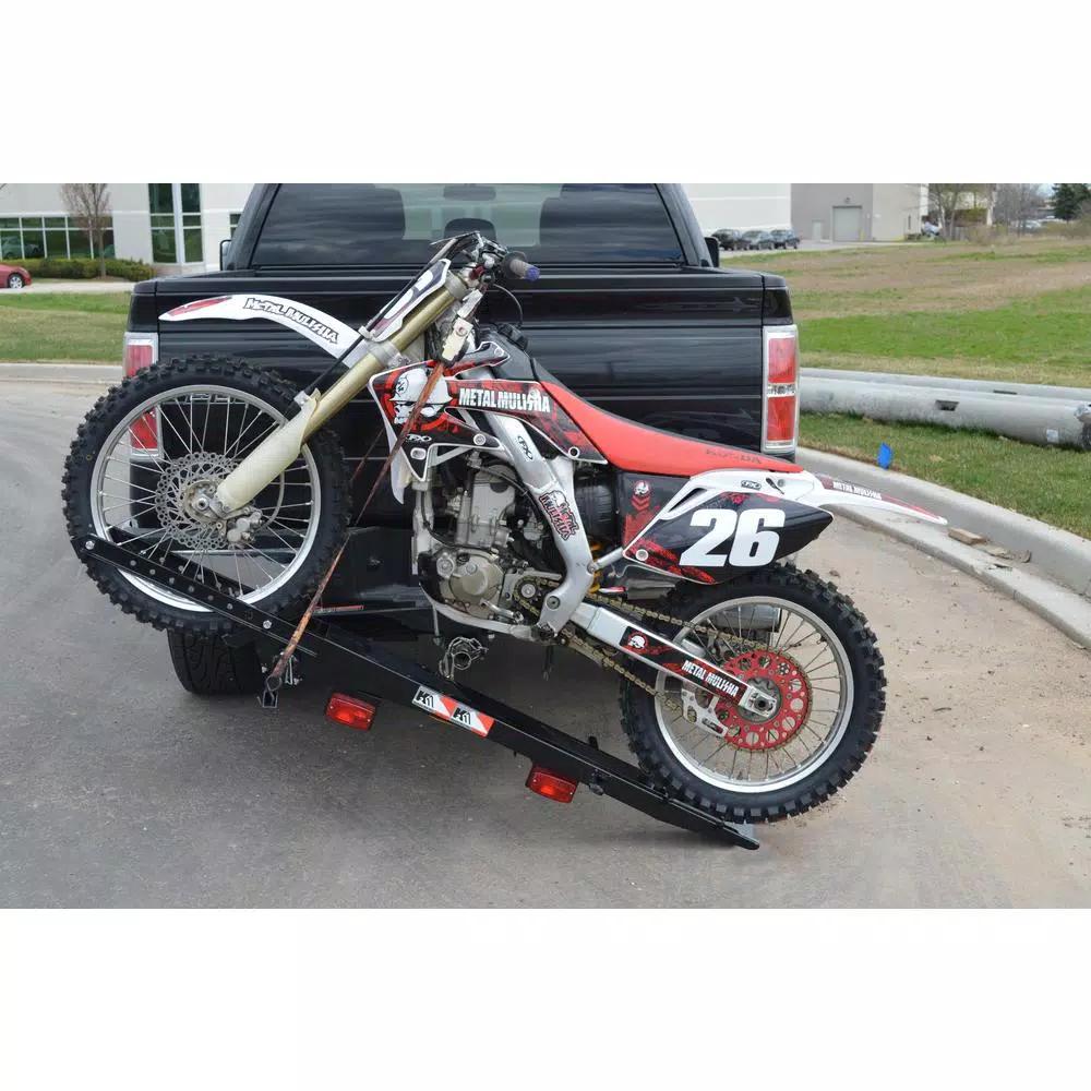 Detail K2 400 lb. Capacity Hitch Mounted Motorcycle Carrier with Adjustable Front Wheel Channel