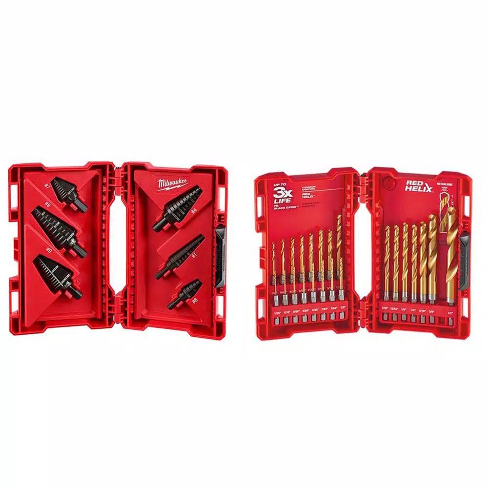 Milwaukee 29-Piece Step Drill Bit and SHOCKWAVE Titanium Drill Bit Set