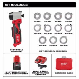 Milwaukee M12 Cordless Cable Stripper Kit for Cu THHN/XHHW Wire, 12V Lithium-Ion thumbnail 2