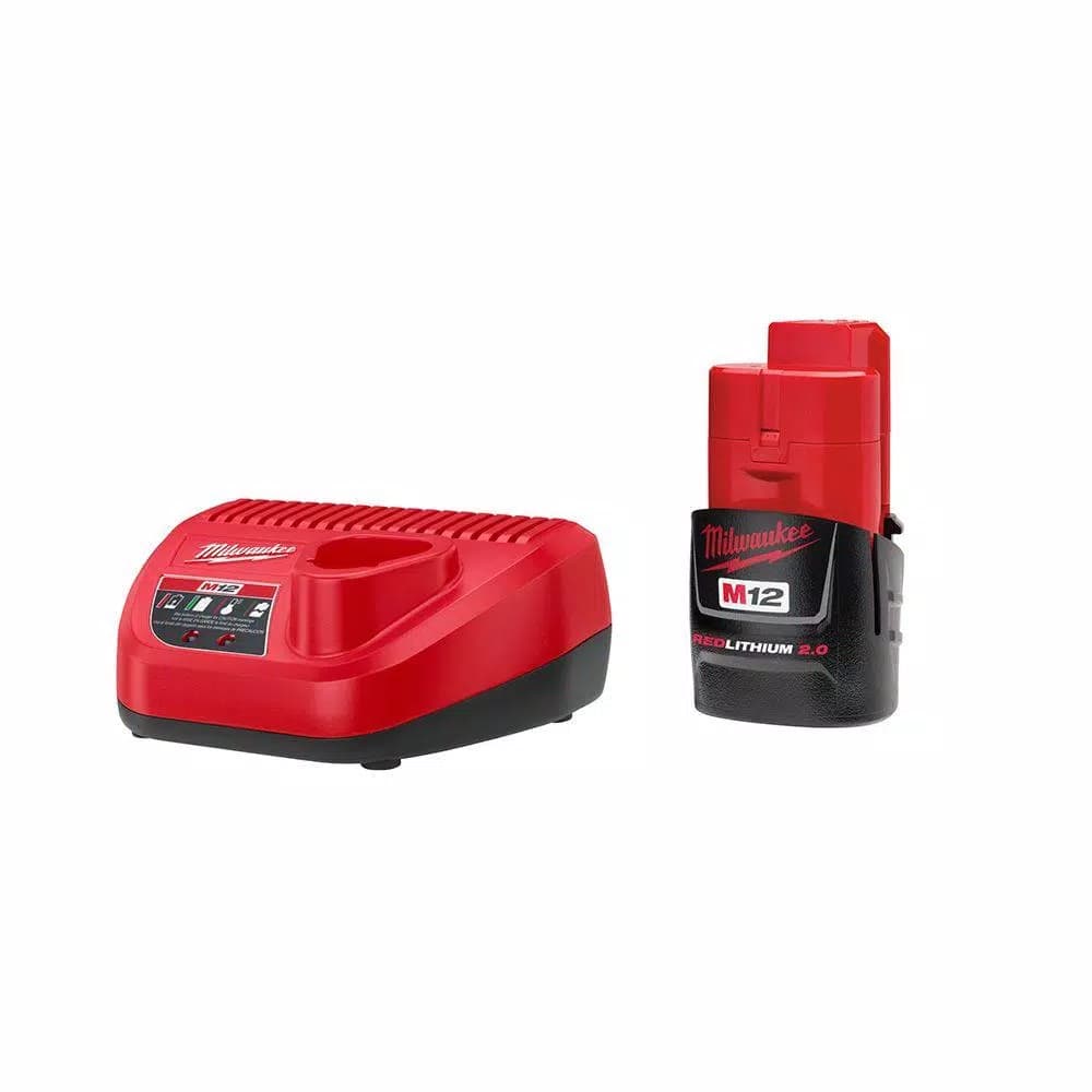 Milwaukee M12 12V Lithium-Ion 2.0Ah Battery and Charger Starter Kit