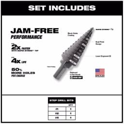 Milwaukee Black Oxide Step Drill Bit Set, 3-Piece Jam-Free Performance thumbnail 2