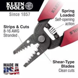 Klein Tools 6-1/4 in. Wire Stripper and Cutter for 6-12 AWG Stranded Wire thumbnail 2
