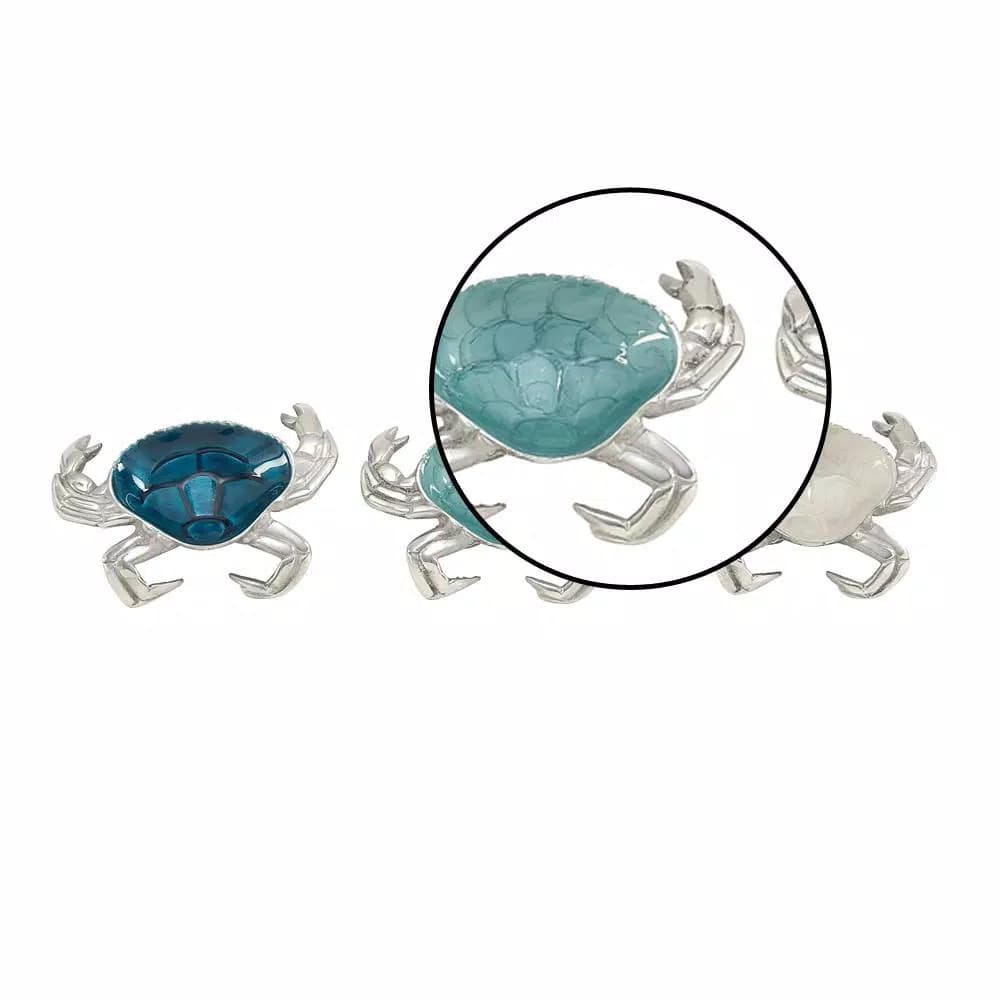 LITTON LANE Coastal Living 8-Inch Aluminum Crab-Shaped Decorative Trays, Set of 3