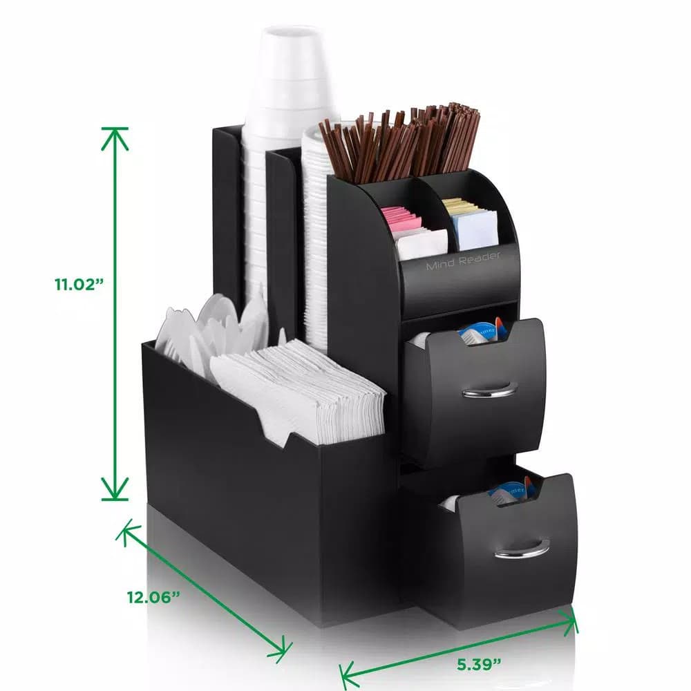 Mind Reader All-in-One Black K-Cup Storage Organizer and Napkin Holder