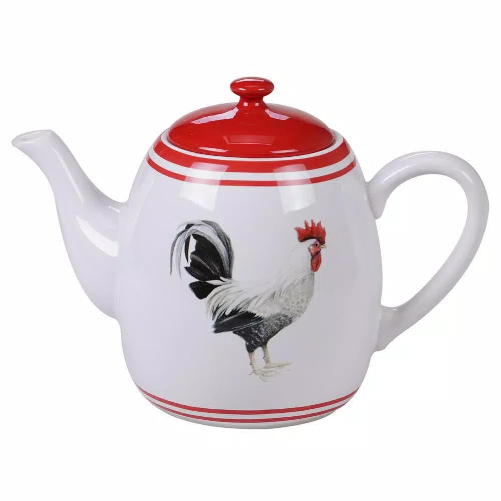 Certified International Homestead Rooster 5-Cup Ceramic Teapot, Multi-Colored