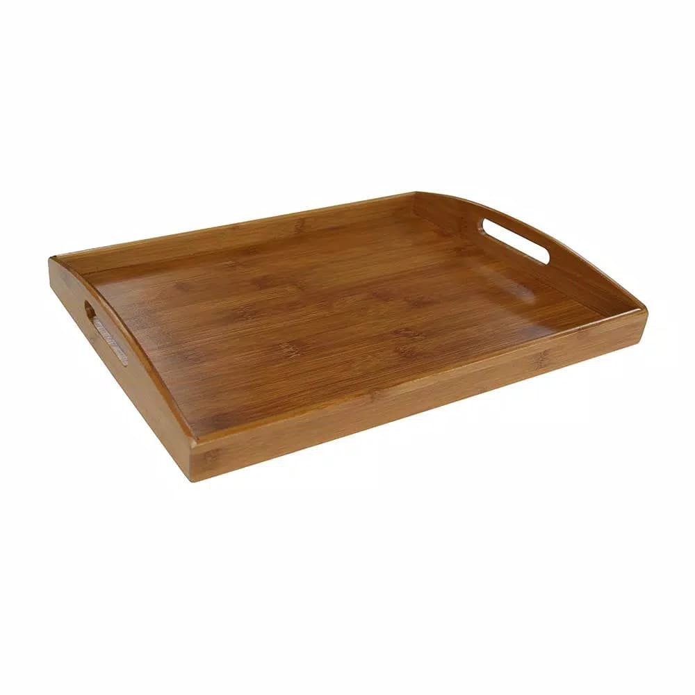 Home Basics Natural Bamboo Serving Tray, 16.87 x 11.62 in, Tan
