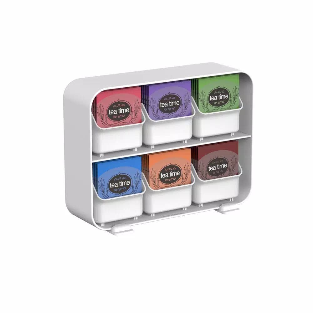 Mind Reader Clutch 6-Drawer White Tea Bag Holder and Organizer - Holds 90 Tea Bags