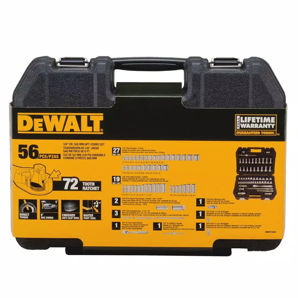 DEWALT 56-Piece 3/8 in. Drive Combination Socket Set with DirectTorque Technology
