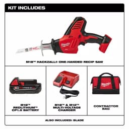 Milwaukee M18 18V Lithium-Ion Cordless Hackzall Reciprocating Saw Kit with 1.5Ah Battery, Charger and Tool Bag thumbnail 2