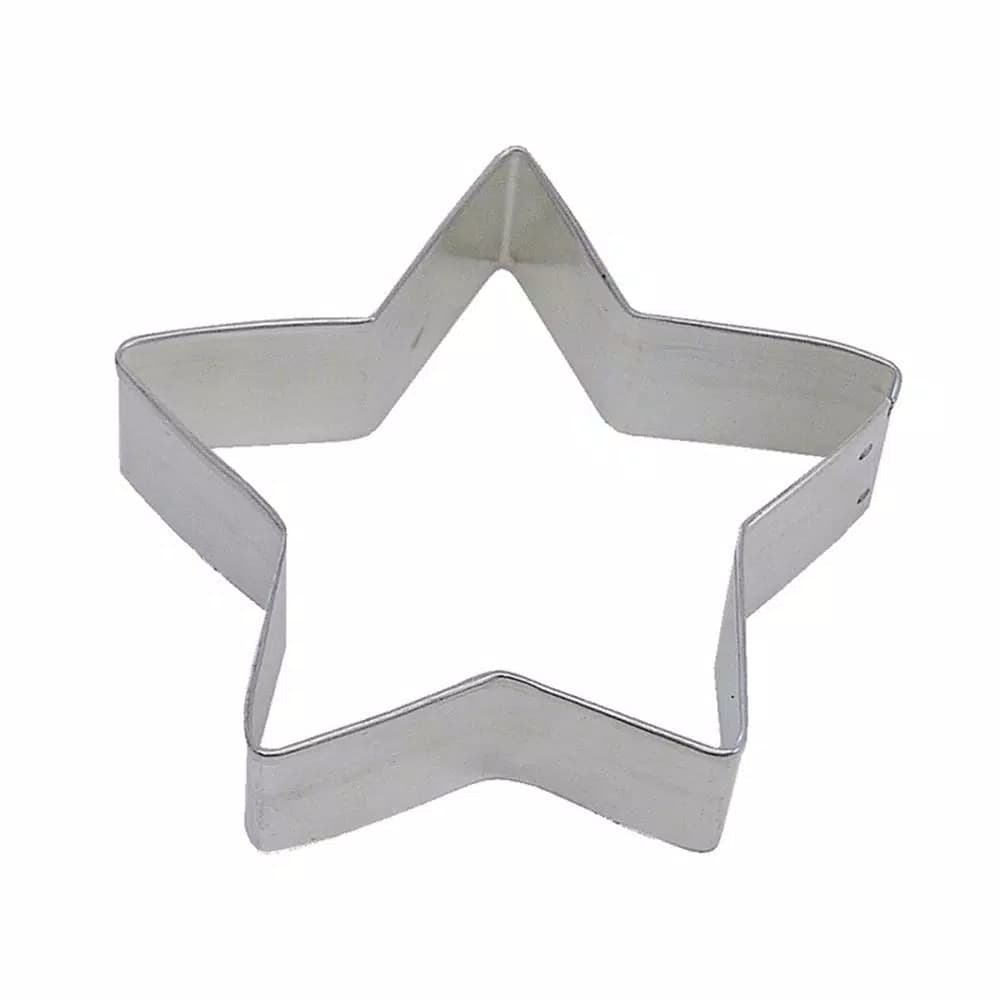 CybrTrayd-R&M 12-Piece 4.5 in. Star Tinplated Steel Cookie Cutter Set with Recipe