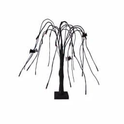 Northlight 24 in. Pre-Lit Black Glitter Halloween Cascading Willow Tree with Bats and Orange LED Lights thumbnail 1