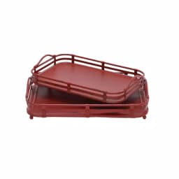 LITTON LANE Farmhouse Rustic Red Metal Wagon Top Decorative Trays, Set of 2 thumbnail 2