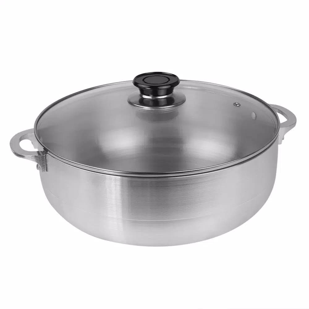 Home Basics 14.25 in. Aluminum Caldero with Glass Lid, 7 qt. Multi-Pot